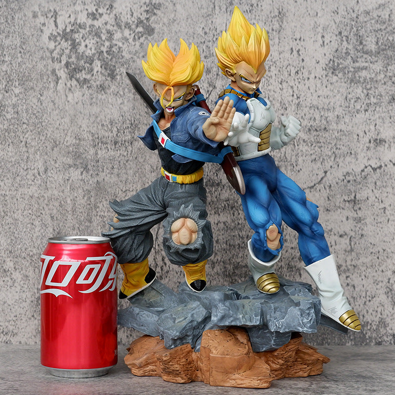 High Quality PVC Anime Dragon Balls Super Saiyan Father Son Shock Wave Statue Model Toy Trunks Vegeta Action Figure