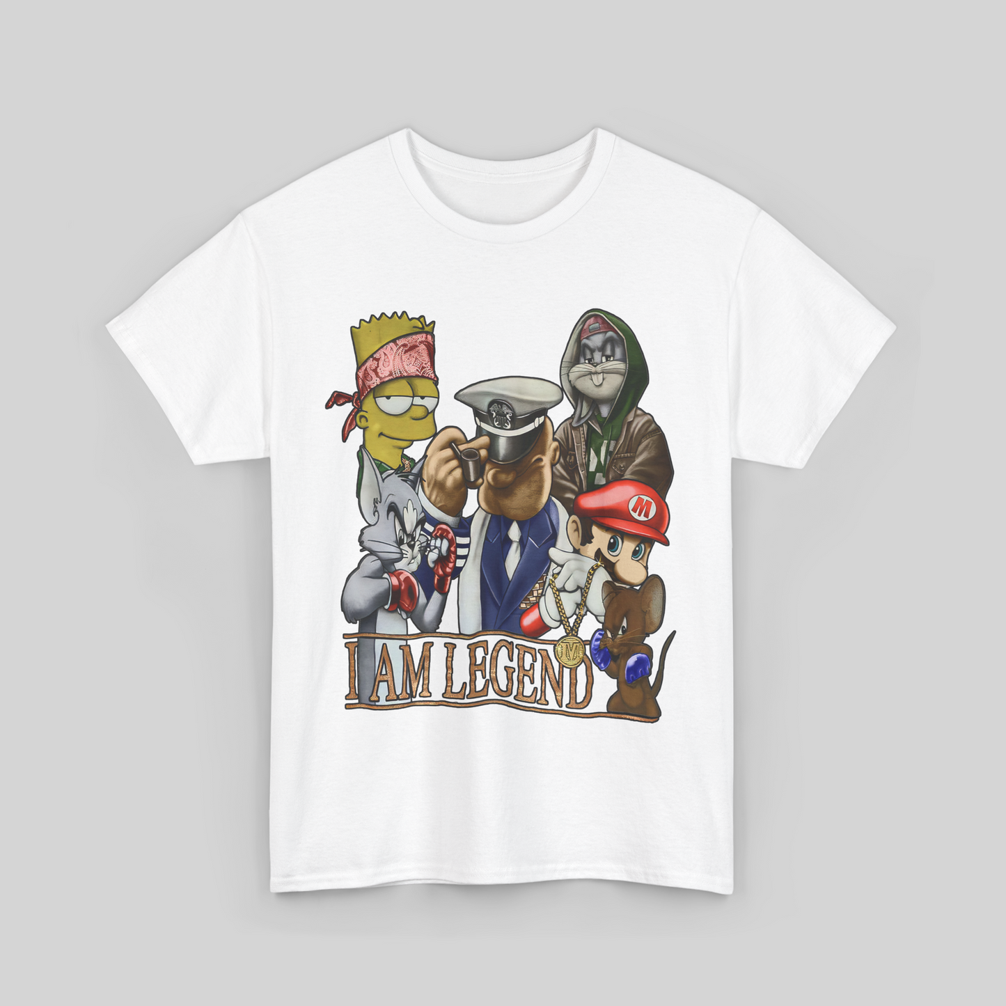 I Am Legend Bugs Bunny, Bart Simpson, Popeye, Mario T- shirt