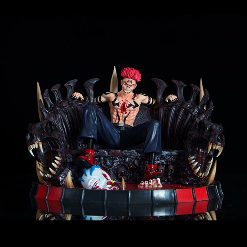 Anime jujutsu kaisen- Ryomen Sukuna Statue 20cm Model Sitting Position Throne Scene Sculpture Anime Figurine Collectible Figurine Handmade Desktop Decoration