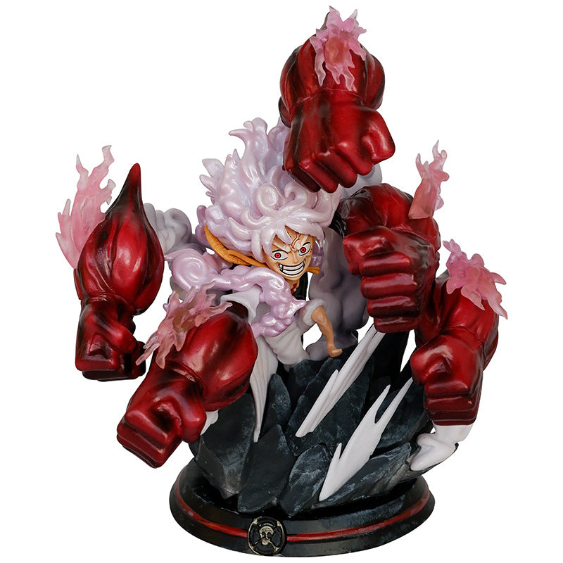 16.5cm One Piece Anime Figures Monkey D Luffy 5 Gear Nika Lufffy Sun God Tricolor Many Fist Statue Action Figure Model Gift Toys