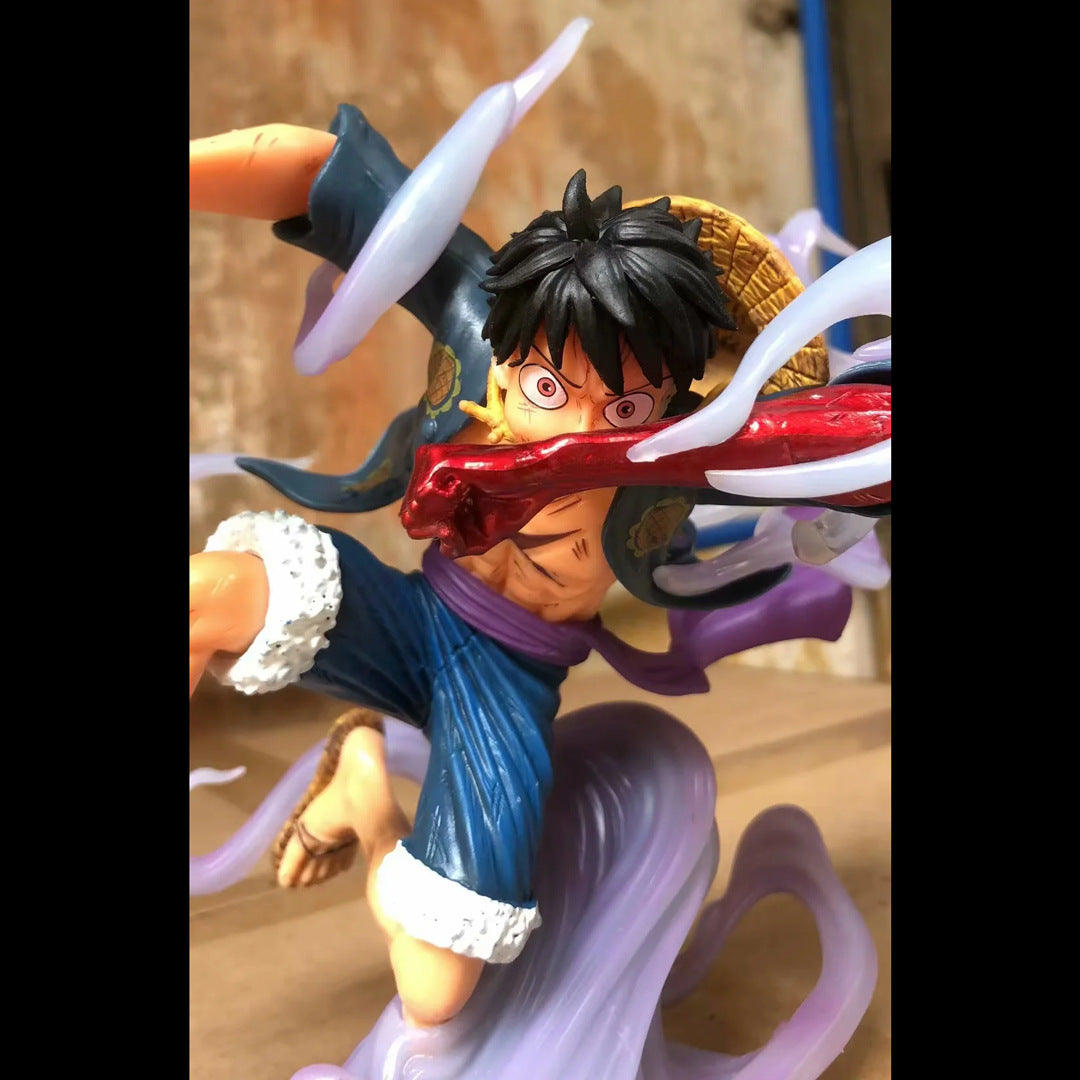 23cm One Piece Luffy Figure Sun God Statue GK Blow Air Luffy Figurine Awakened Model Anime PVC Collection Desk Decoration Toys