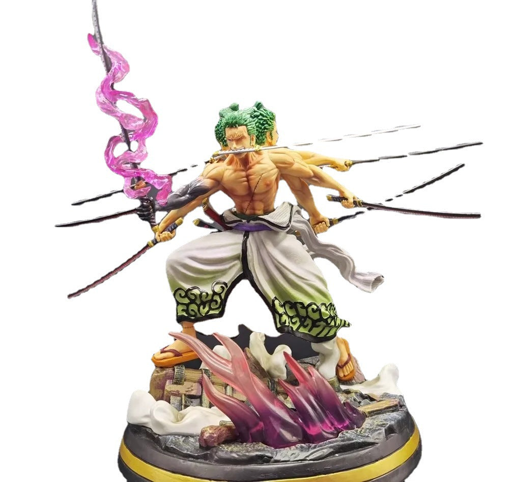 One Piece Sauron Wano Country Ghostly Nine Knives Flow Asura Sauron Gk Hand-made Statue Model Ornaments Zoro Action Figure Toys