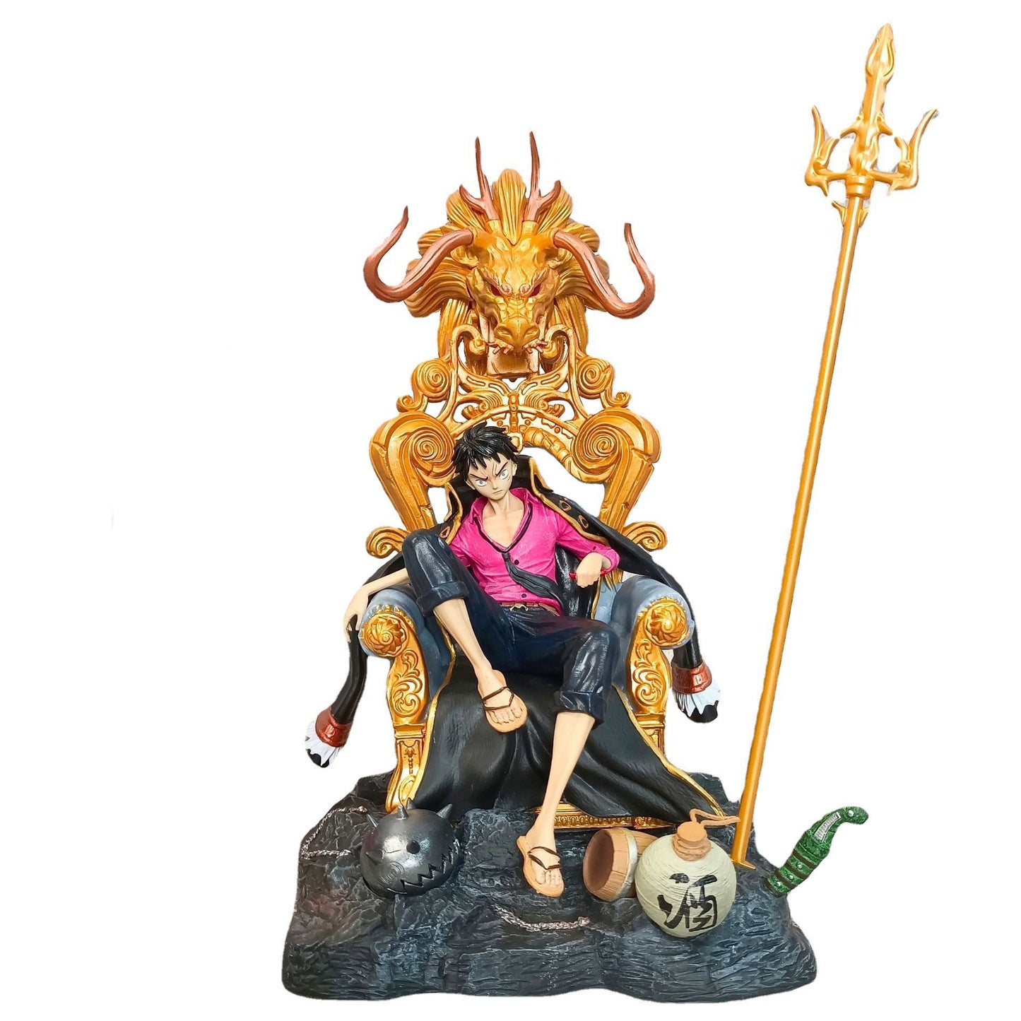 35cm Anime One Piece Figurines Four Emperors Luffy Figurs GK Monkey D Luffy Action Figure Sitting PVC Collection Model