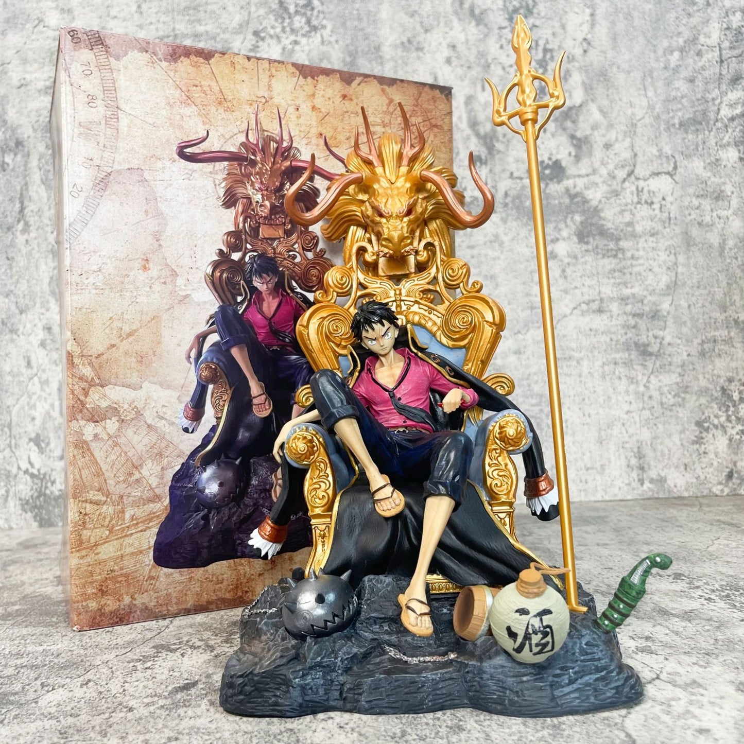 35cm Anime One Piece Figurines Four Emperors Luffy Figurs GK Monkey D Luffy Action Figure Sitting PVC Collection Model