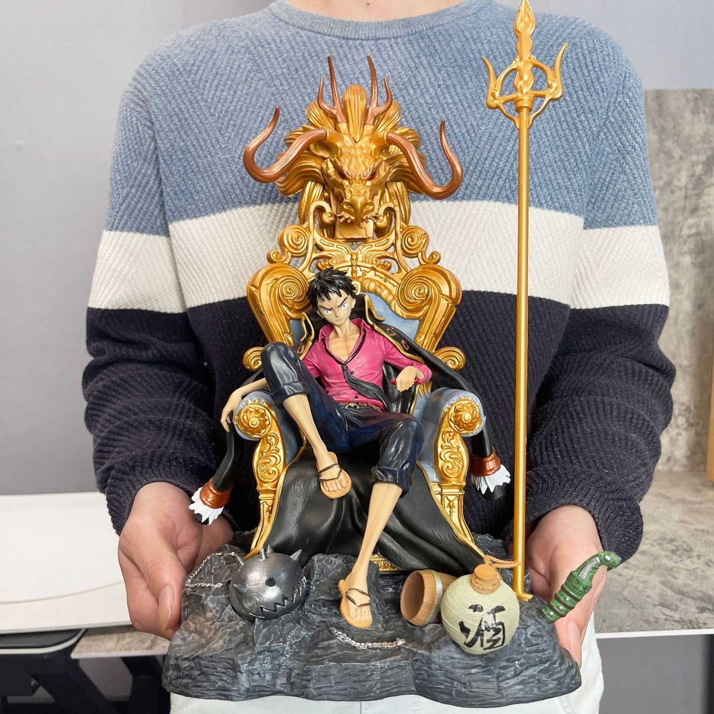 35cm Anime One Piece Figurines Four Emperors Luffy Figurs GK Monkey D Luffy Action Figure Sitting PVC Collection Model