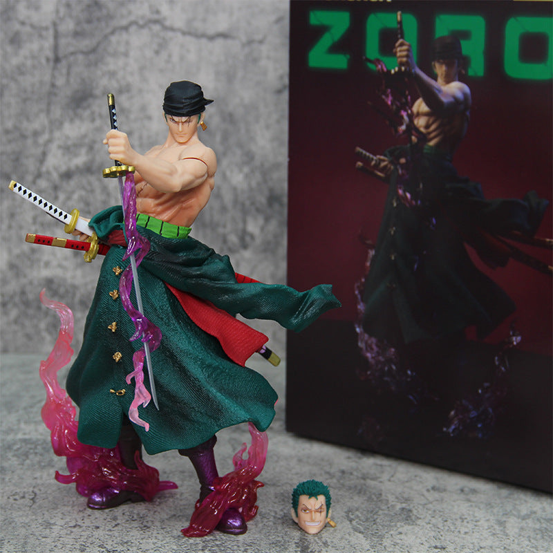 Anime one piece 24cm Pirate King Roronoa zoro Gk Double Headed Statue Model