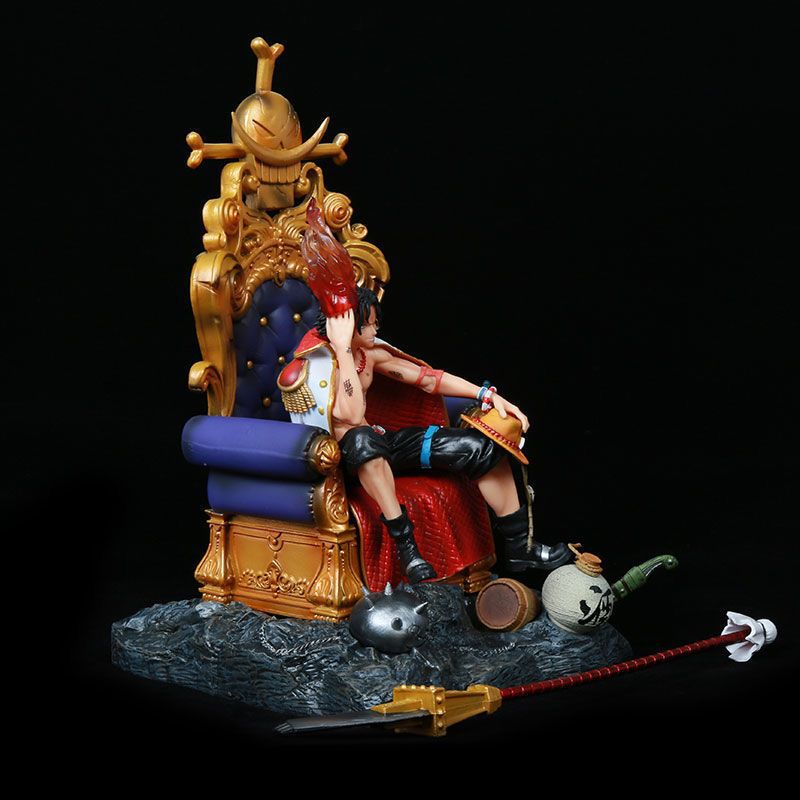 Throne Ace Pirate King Square Box GK Fire Fist Ace Sitting Pose Emperor's Hand Handle Ornament Model Statue Resonance