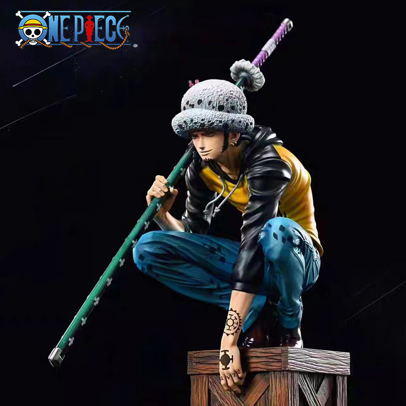 One Piece Anime Figure GK Squatting Trafalgar D. Water Law Manga Figma Action Figure Desktop Decor Collection Toy Gifts