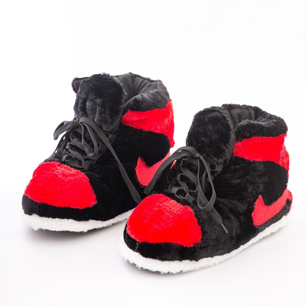 Comfy and Trendy Sneaker Slippers Jordan Black Red Unisex AnimeFun