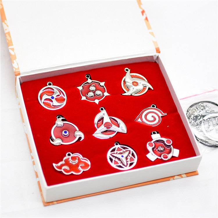 Symbol Set Naruto 9 Pcs. Pendant Necklace Akatsuki Mangekyo Sharingan