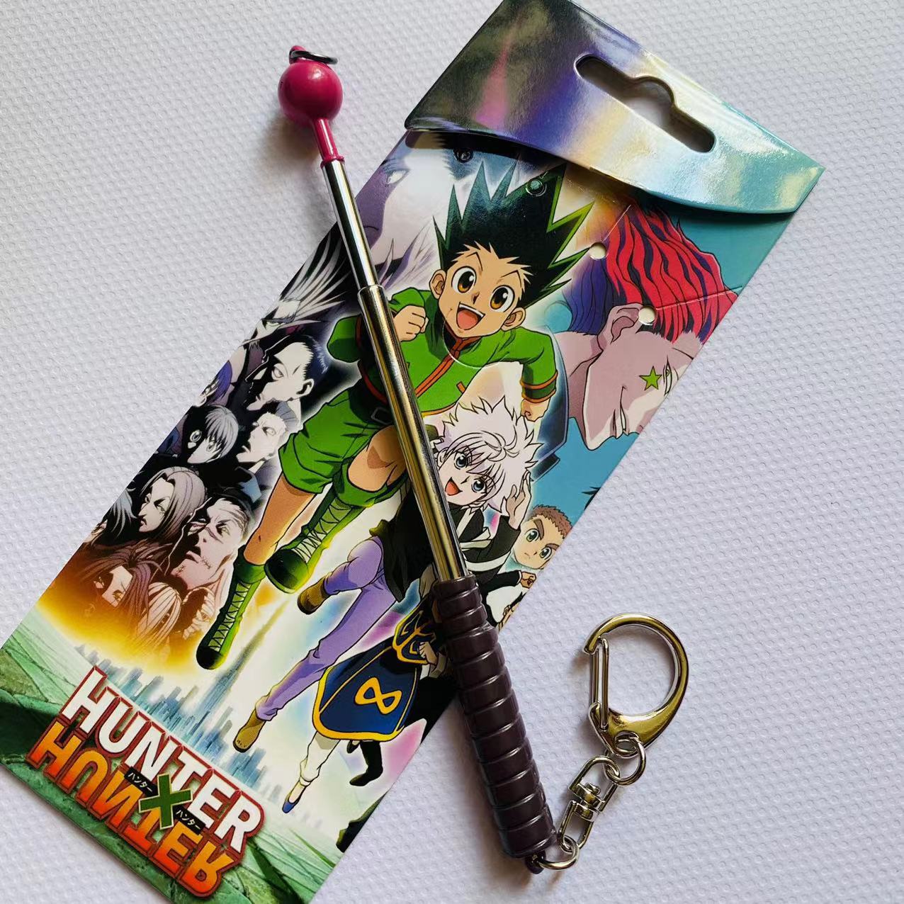 Anime Hunter X Hunter Keychains Set Gon Freecss Kurapika Killua Zoldyck Bracelet Rings Pendant Keyrings Toys Gifts