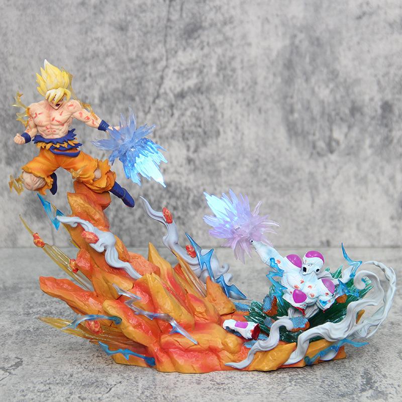 21cm Dragon Ball Figure Frieza VS Son Goku Figure Luminescent PVC Statue Anime Gift Kid Toy