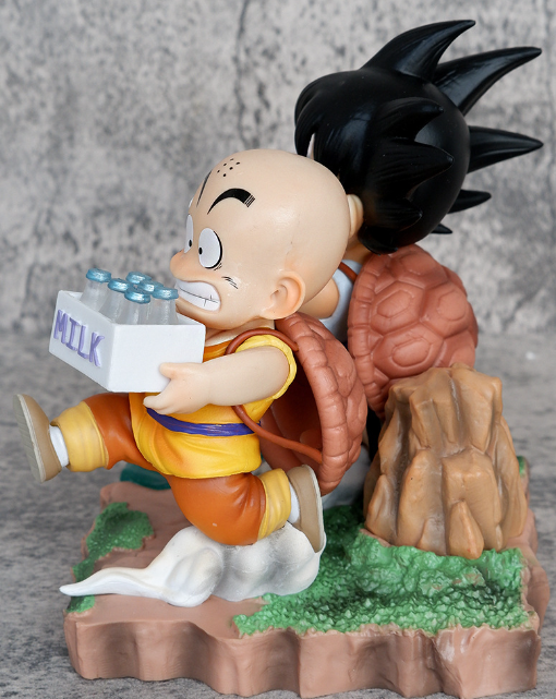 15CM Anime Dragon Ball Figure Funny Son Goku Krillin Milk Delivery Scene Figurine PVC Action Figures Toys Gifts