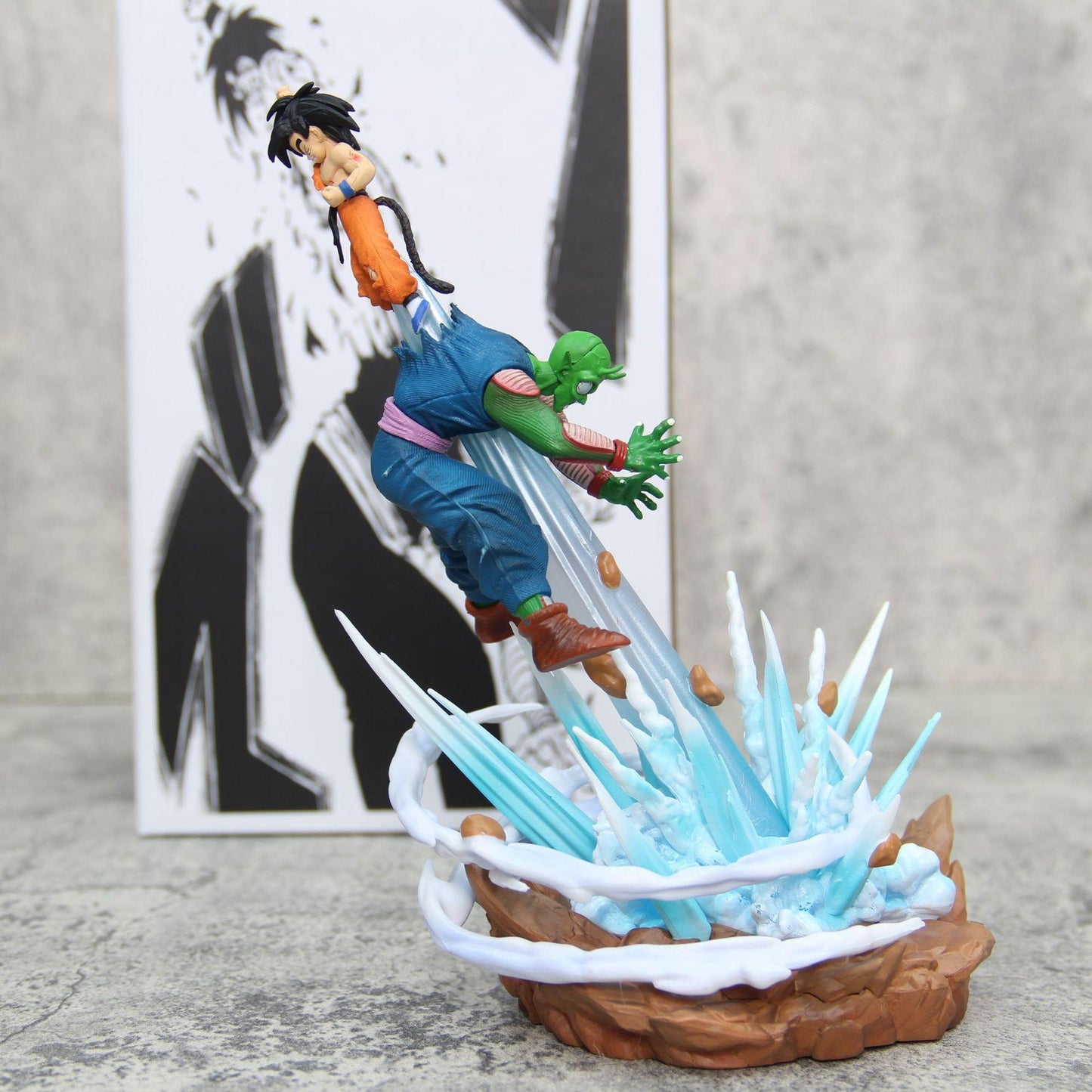 25cm Dragon Ball Z Piccolo Vs Son Goku Earth Breakthrough Wave Model Anime Collection PVC Statue