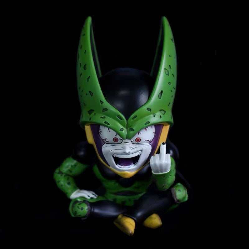 Dragon Ball action figure, cell 12CM Anime toy, PVC model, statue, sitting posture, middle finger