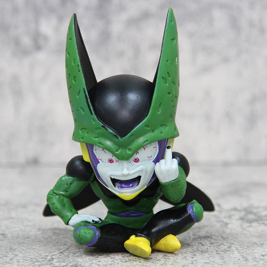 Dragon Ball action figure, cell 12CM Anime toy, PVC model, statue, sitting posture, middle finger