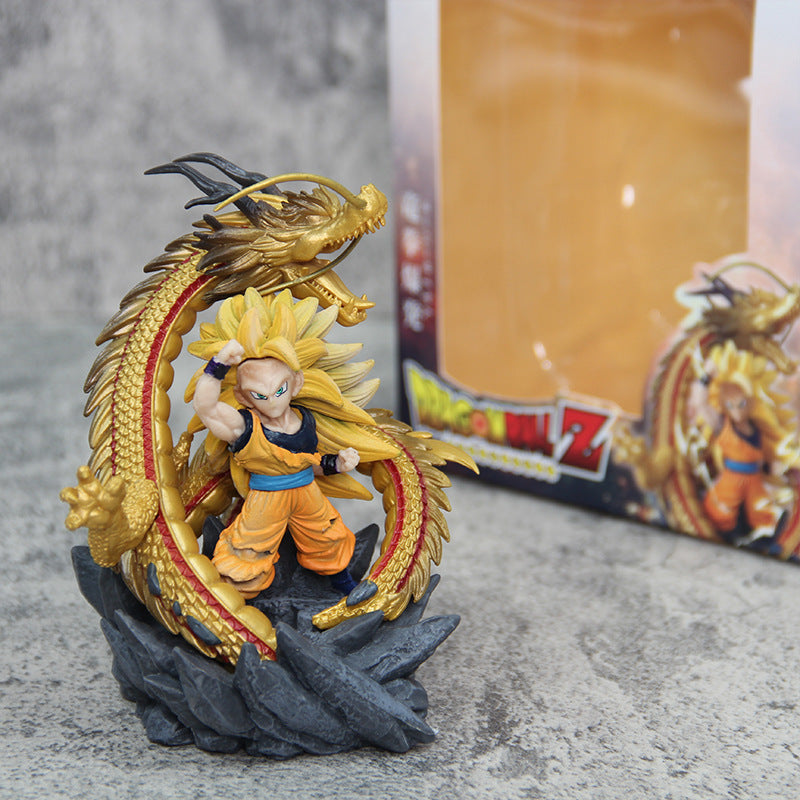 14cm Dragon Ball Z Anime Son Goku Super Saiyan 3 Action Figure PVC Statue Model Kids Toys Gifts