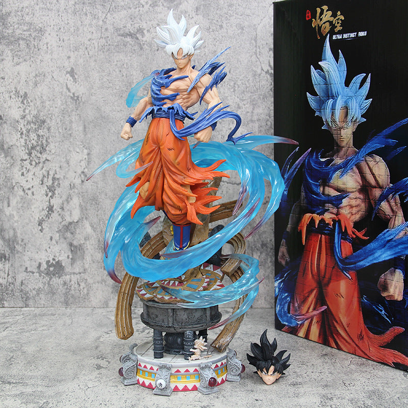 Anime Dragon Ball Migatte No Gokui Ultra Instinct Super Ben Goku Big Action Figure Silver Hair 49cm Gk Statue Figurines Toys