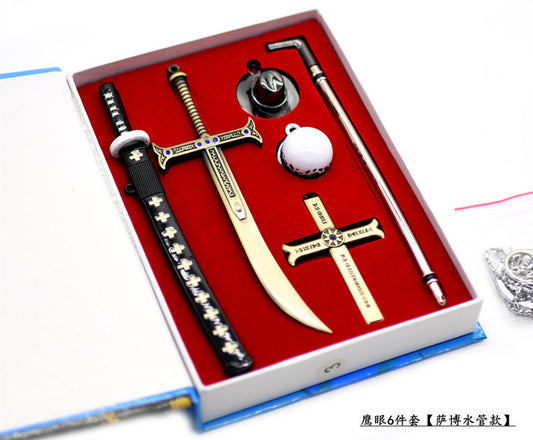 Anime One Piece Dracule Mihawk Cosplay Weapon - Necklace - Accessory set