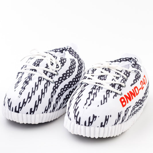 Fluffy warm Zebra Sneaker Slippers Unisex One-Size